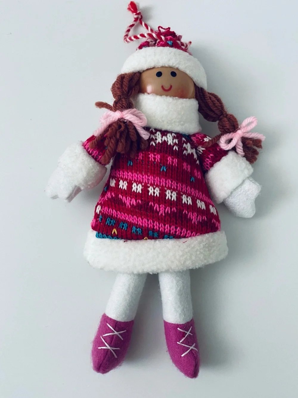 Holiday Plush Doll in Pink Sweater